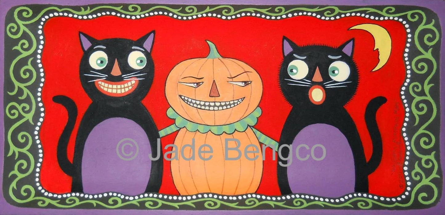 NAUGHTY PUMPKIN MAN Halloween Black Cats