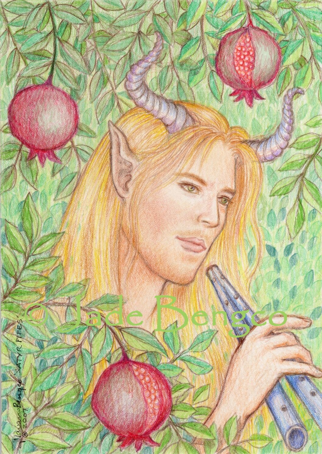 SATYR PIPES Faun, Pomegranates, Reed Pipe