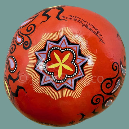 HAPPY HALLOWEEN Painted Dried Gourd OOAK