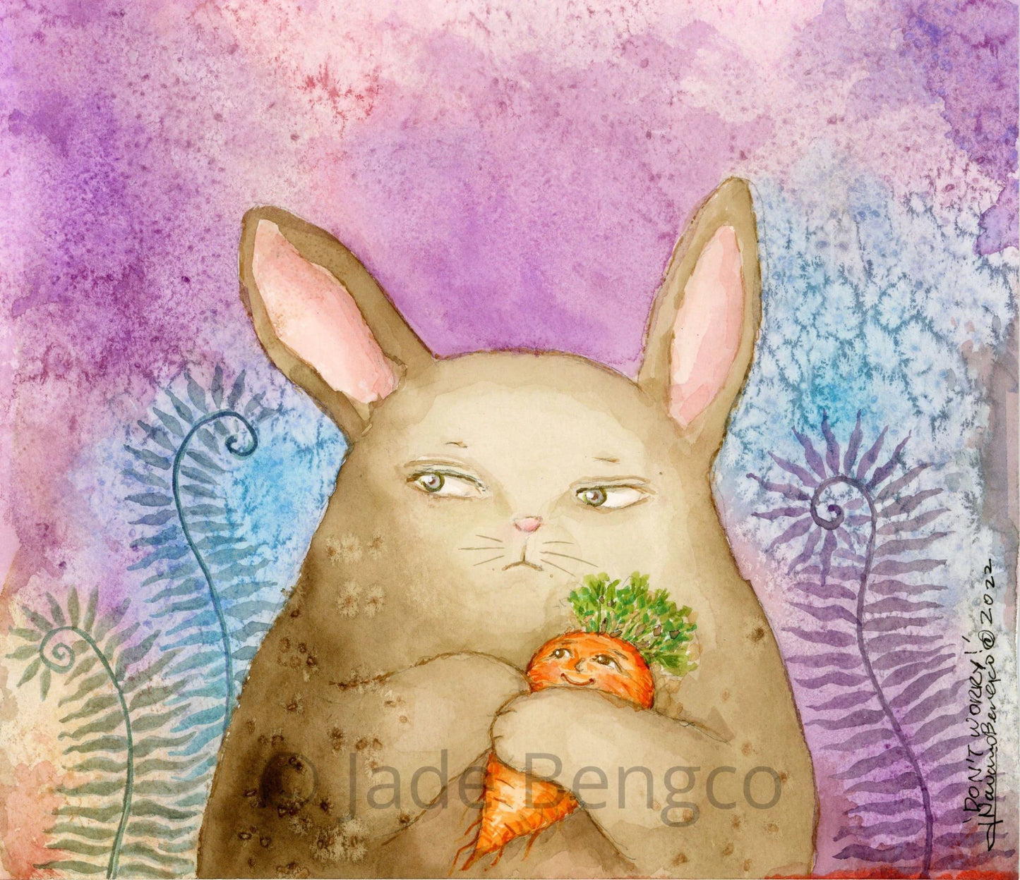 DON'T WORRY! Bunny Rabbit with Carrot Friend