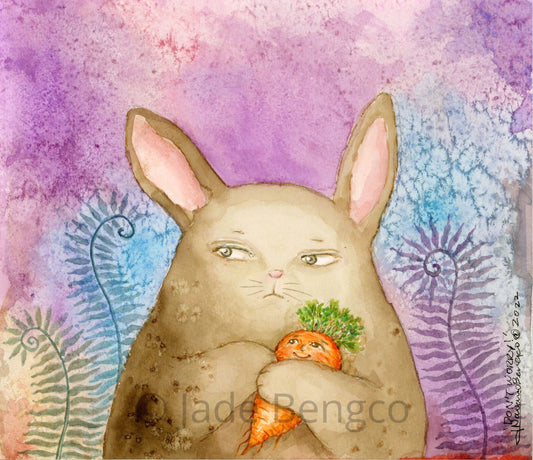 DON'T WORRY! Bunny Rabbit with Carrot Friend