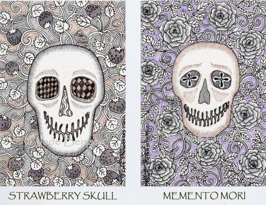 MEMENTO MORI Strawberries Skulls Flowers